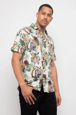 Floral Tiger Button Up 21 Floral Tiger Button Up -Victorious SS107 OFF 4