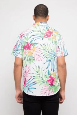 Tropical Floral Button Up -Victorious SS110 WHT 3