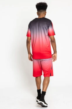 Gradient Ombre T-Shirt And Shorts Set -Victorious ST402 RED 3