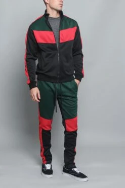 Tri Color Blocked Track Suit -Victorious ST553 GRN 4