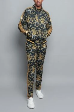 Tiger Print Track Suit Set -Victorious ST556 BLK 1