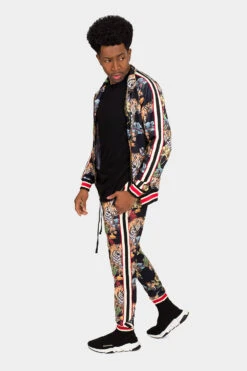 G Striped Floral Tiger Track Suit Set -Victorious ST808 BLK 3