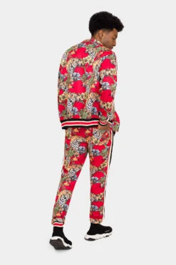 G Striped Floral Tiger Track Suit Set -Victorious ST808 RED 3