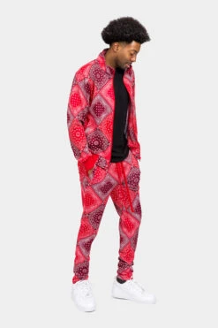 All Over Bandana Pattern Track Suit -Victorious ST867 RED 4