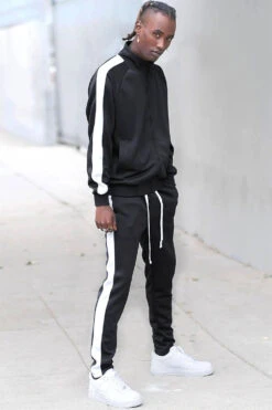 Essential Side Stripe Track Suit -Victorious ST868 BLK 1
