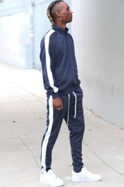 Essential Side Stripe Track Suit -Victorious ST868 NVY 1
