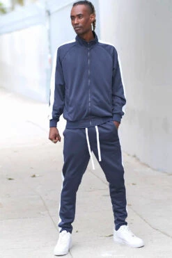 Essential Side Stripe Track Suit -Victorious ST868 NVY 2