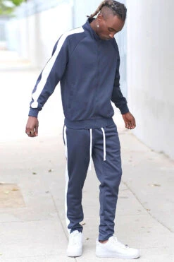 Essential Side Stripe Track Suit -Victorious ST868 NVY 3