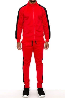 Essential Side Stripe Track Suit -Victorious ST868 RED 1