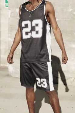 Men's Rhinestoned "23" Basketball Sets 34 Men's Rhinestoned "23" Basketball Sets -Victorious ST882 BLACKWHITE 7