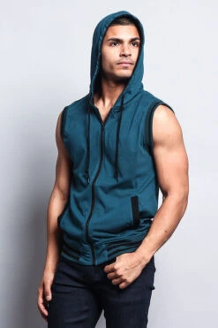 Lightweight Sleeveless Contrast Hoodie -Victorious TH890 7