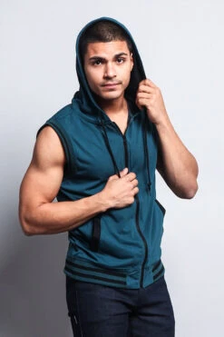 Lightweight Sleeveless Contrast Hoodie -Victorious TH890 8