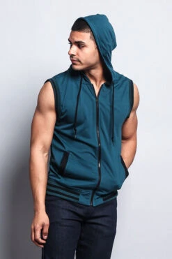 Lightweight Sleeveless Contrast Hoodie -Victorious TH890 9