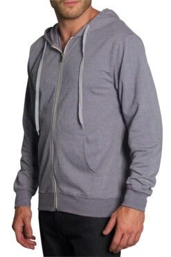 Men's French Terry Zip Down Hoodie 22 Men's French Terry Zip Down Hoodie -Victorious TH891 GRY 2