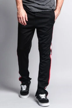Men's Slim Fit Star Stripe Track Pants -Victorious TR511 BLK 5
