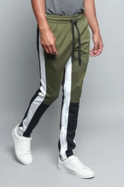 Men's Color Blocked Track Pants -Victorious TR523 OLV 4