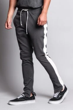 Premium Stretch Slim Fit Striped Track Pants -Victorious TR526 COW 2