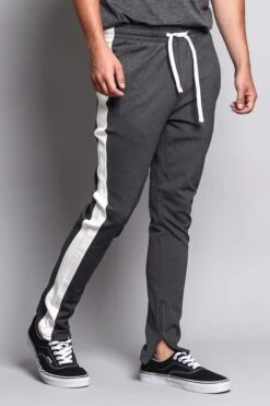 Premium Stretch Slim Fit Striped Track Pants -Victorious TR526 COW 4