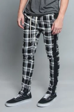Plaid Track Pants -Victorious TR537 BLK 2