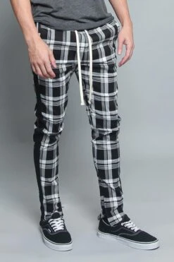 Plaid Track Pants -Victorious TR537 BLK 4