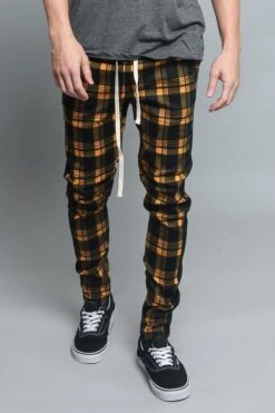 Plaid Track Pants -Victorious TR537 GLD 1