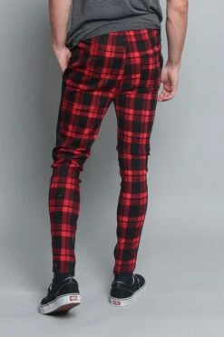 Plaid Track Pants -Victorious TR537 RED 3