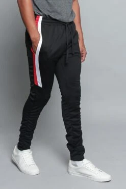Scrunched Bungee Double Striped Track Pants 27 Scrunched Bungee Double Striped Track Pants -Victorious TR546 BLK 4