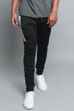 Scrunched Bungee Double Striped Track Pants 28 Scrunched Bungee Double Striped Track Pants -Victorious TR546 BLK 5