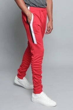 Scrunched Bungee Double Striped Track Pants 37 Scrunched Bungee Double Striped Track Pants -Victorious TR546 RED 4