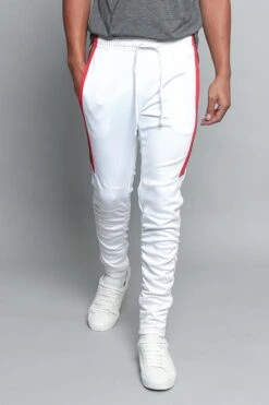Scrunched Bungee Double Striped Track Pants 39 Scrunched Bungee Double Striped Track Pants -Victorious TR546 WHT 1