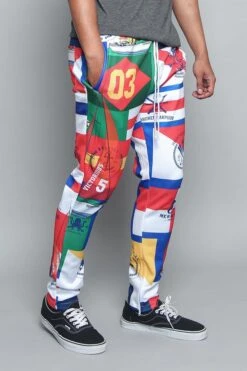 Sailing Flag Track Pants -Victorious TR572 WHT 4