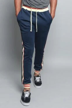 G Striped Track Pants -Victorious TR577 NVY