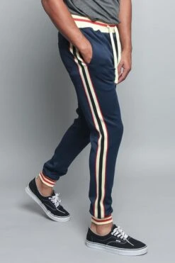 G Striped Track Pants -Victorious TR577 NVY 4