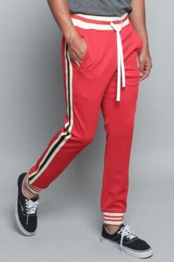 G Striped Track Pants -Victorious TR577 RED 4