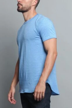 Solid Color Long Length Curved Hem T-Shirt -Victorious TS270 CBL 2