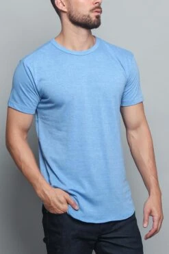 Solid Color Long Length Curved Hem T-Shirt -Victorious TS270 CBL 4