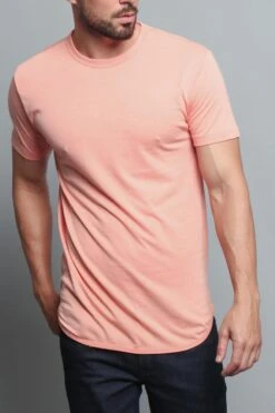 Solid Color Long Length Curved Hem T-Shirt -Victorious TS270 CRL 5