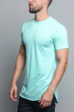 Solid Color Long Length Curved Hem T-Shirt -Victorious TS270 MNT 2
