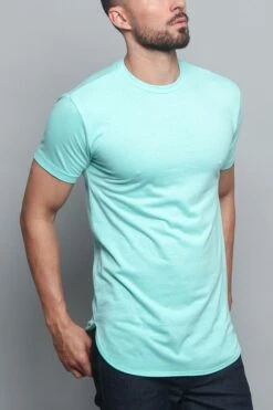 Solid Color Long Length Curved Hem T-Shirt -Victorious TS270 MNT 4