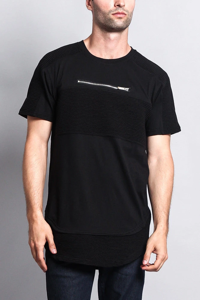 Elongated Zipper Accent Biker T-Shirt 2 Elongated Zipper Accent Biker T-Shirt - Image 2