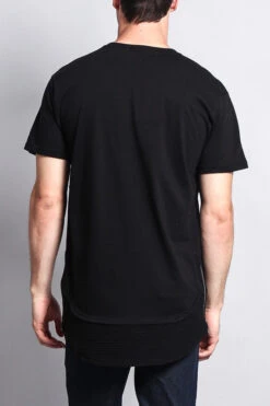 Elongated Zipper Accent Biker T-Shirt 13 Elongated Zipper Accent Biker T-Shirt -Victorious TS662 BLK 3