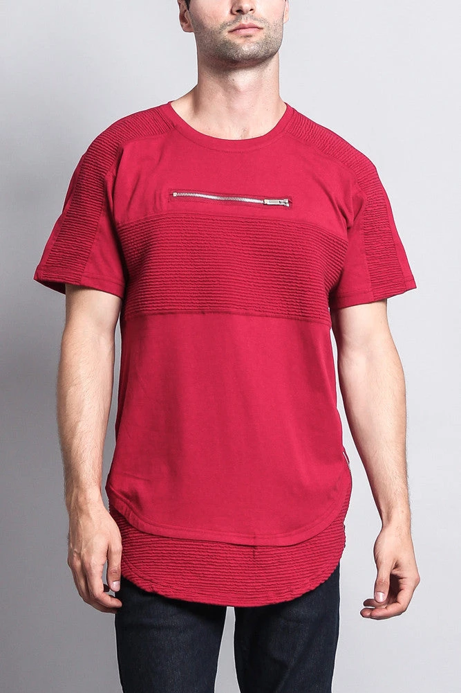 Elongated Zipper Accent Biker T-Shirt 1 Elongated Zipper Accent Biker T-Shirt