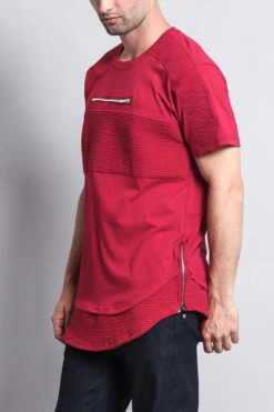 Elongated Zipper Accent Biker T-Shirt 16 Elongated Zipper Accent Biker T-Shirt -Victorious TS662 BRG 2