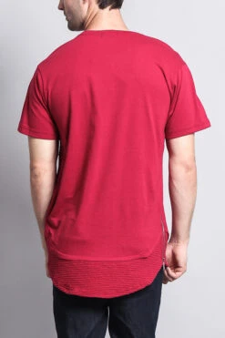 Elongated Zipper Accent Biker T-Shirt 17 Elongated Zipper Accent Biker T-Shirt -Victorious TS662 BRG 3