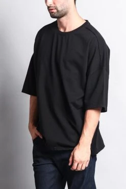 Men's Basic Overly Over Sized T-Shirt -Victorious TS7051 BLK 2
