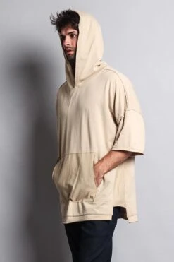 Men's Over Sized Hooded T-Shirt With Extended Hem -Victorious TS7052 KHK 6