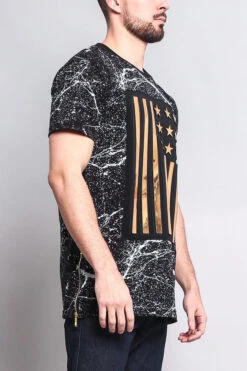 Metallic American Flag Marble Print T-Shirt -Victorious TS7053 BLG 4