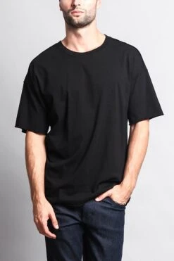Men's Basic Over Sized T-Shirt -Victorious TS7066 BLK 5
