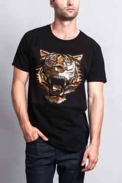 3D Metallic Embossed Tiger T-Shirt -Victorious TS7075 BLG 5