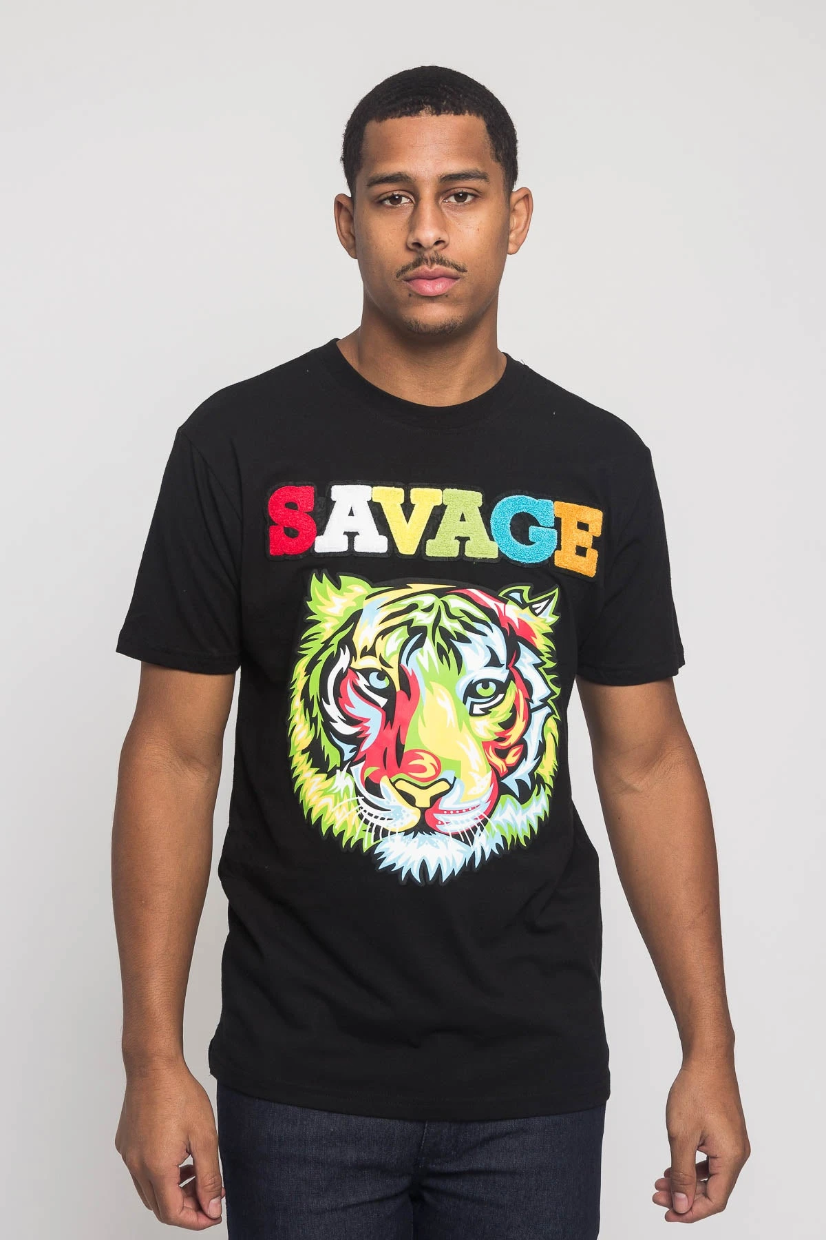 Colorful Chenille Patched Savage Tiger T-Shirt 8 Colorful Chenille Patched Savage Tiger T-Shirt - Image 8